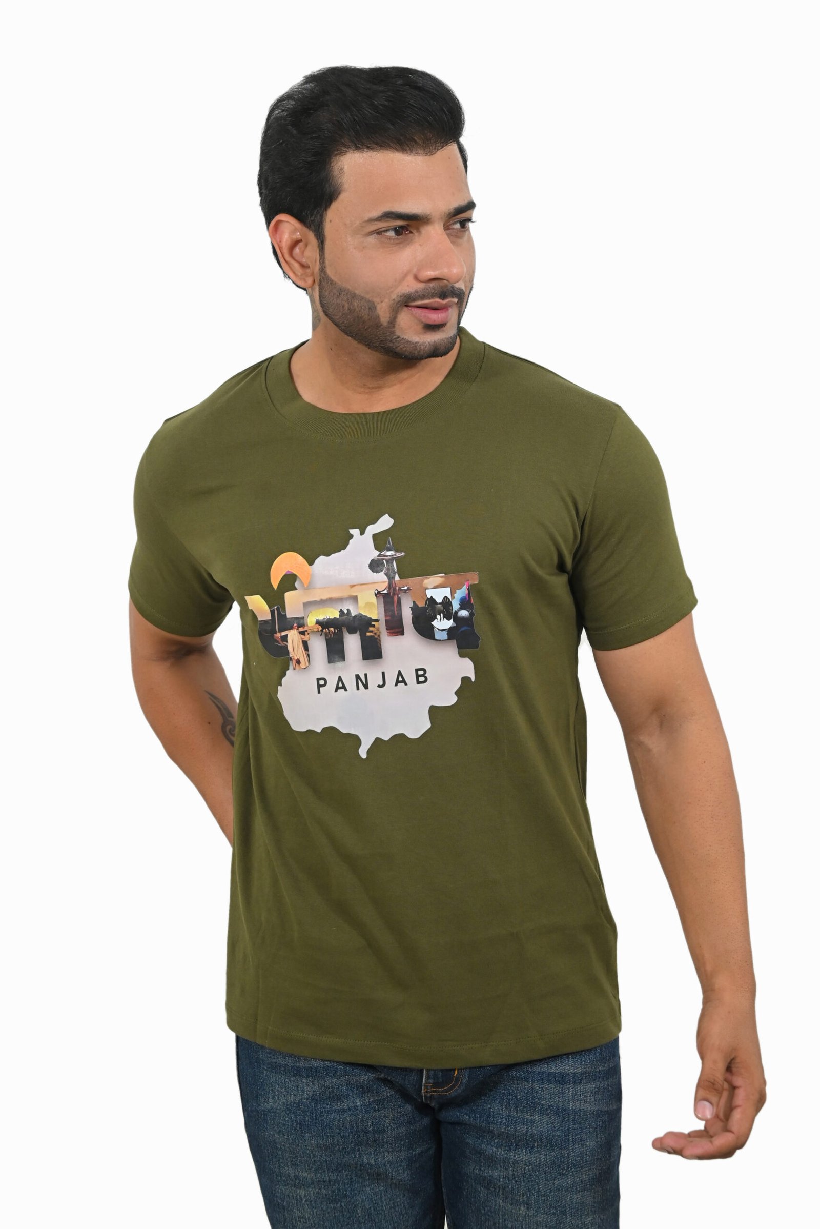 Panjab Olive Green T Shirt - Image 4