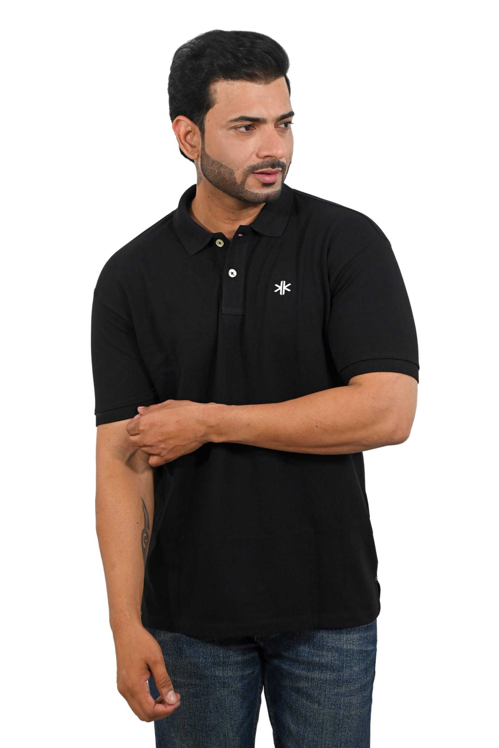 Mens Black Polo T-Shirt - Image 4