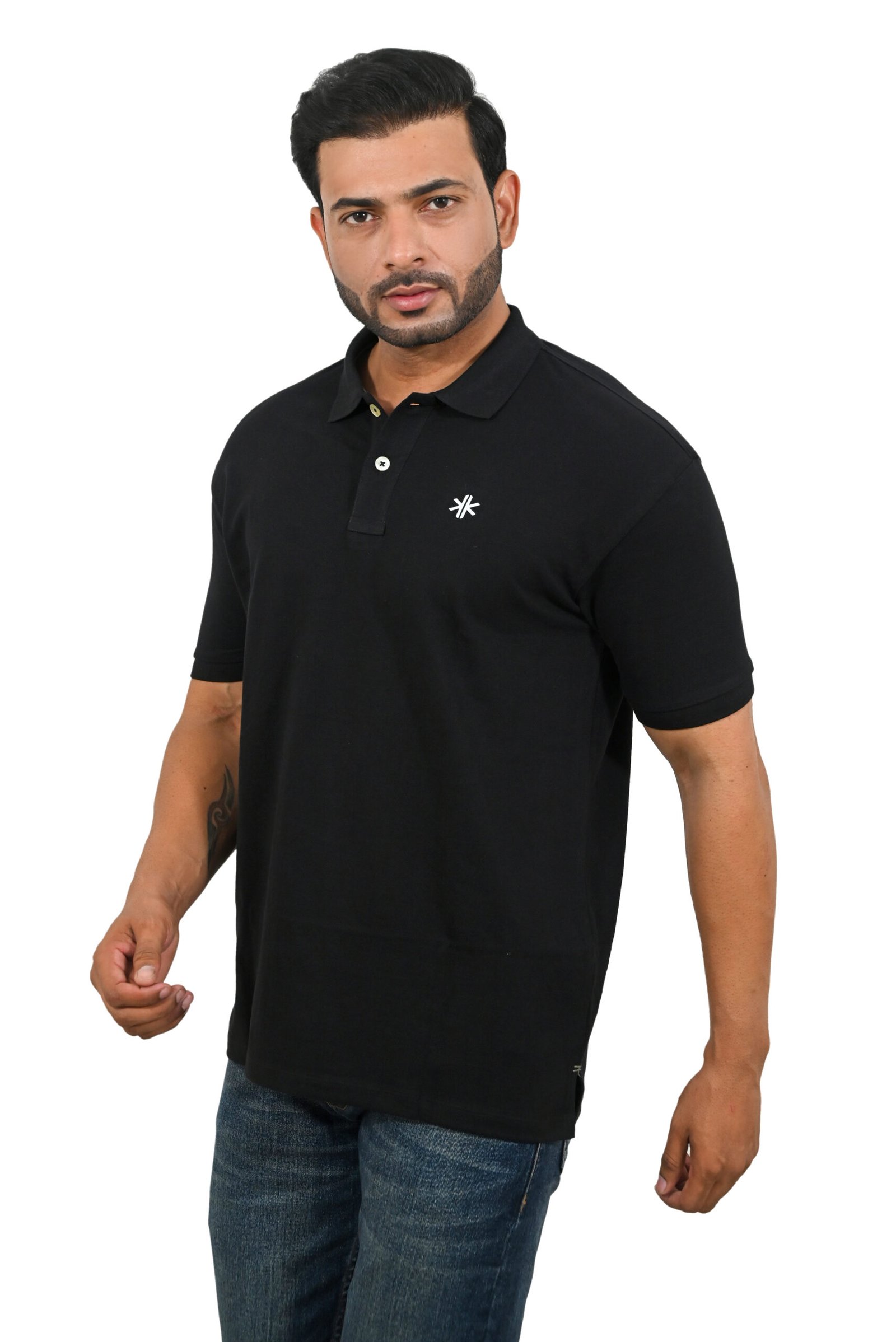 Mens Black Polo T-Shirt - Image 2