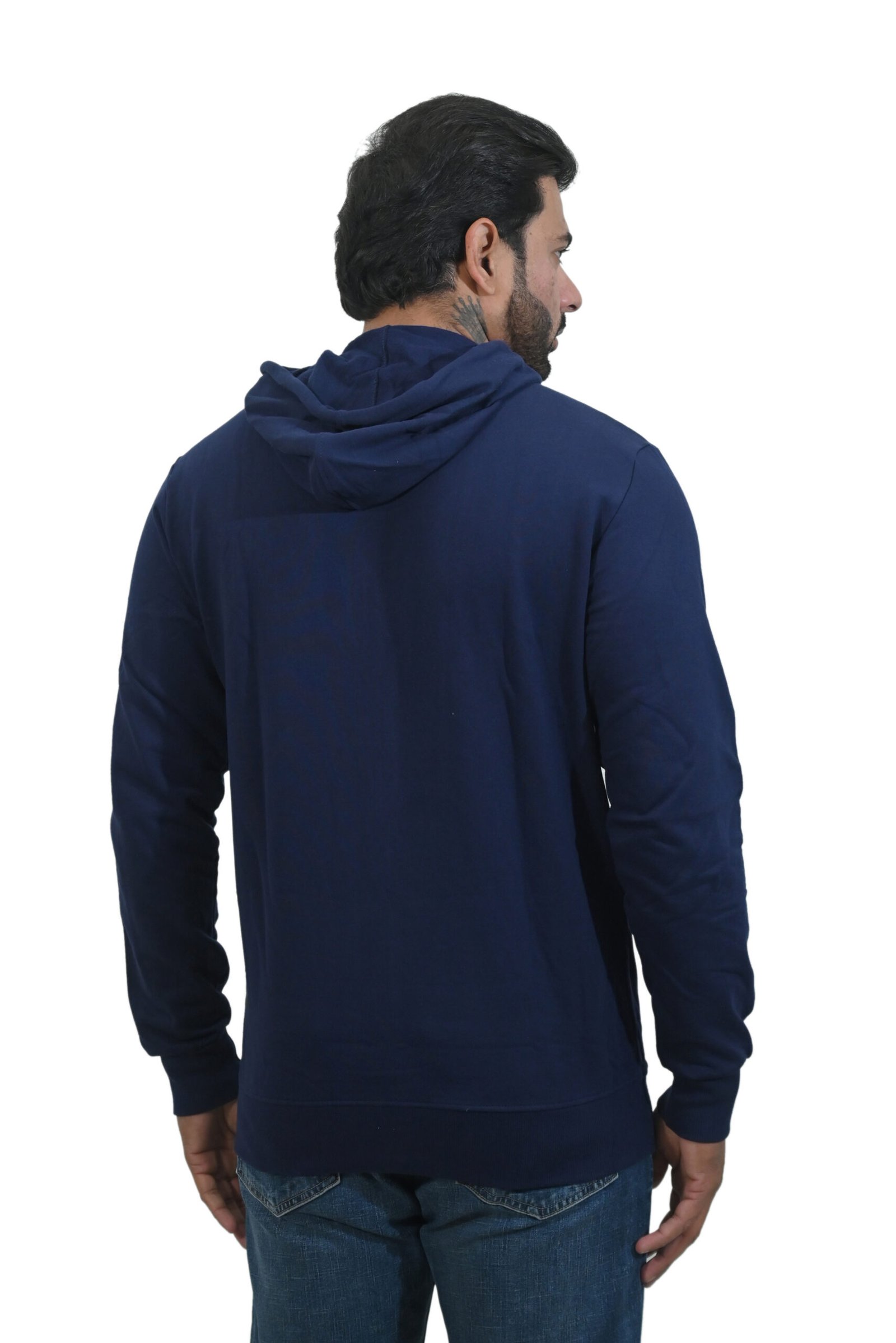 Mens Zipper Hoodie Navy Blue - Image 4