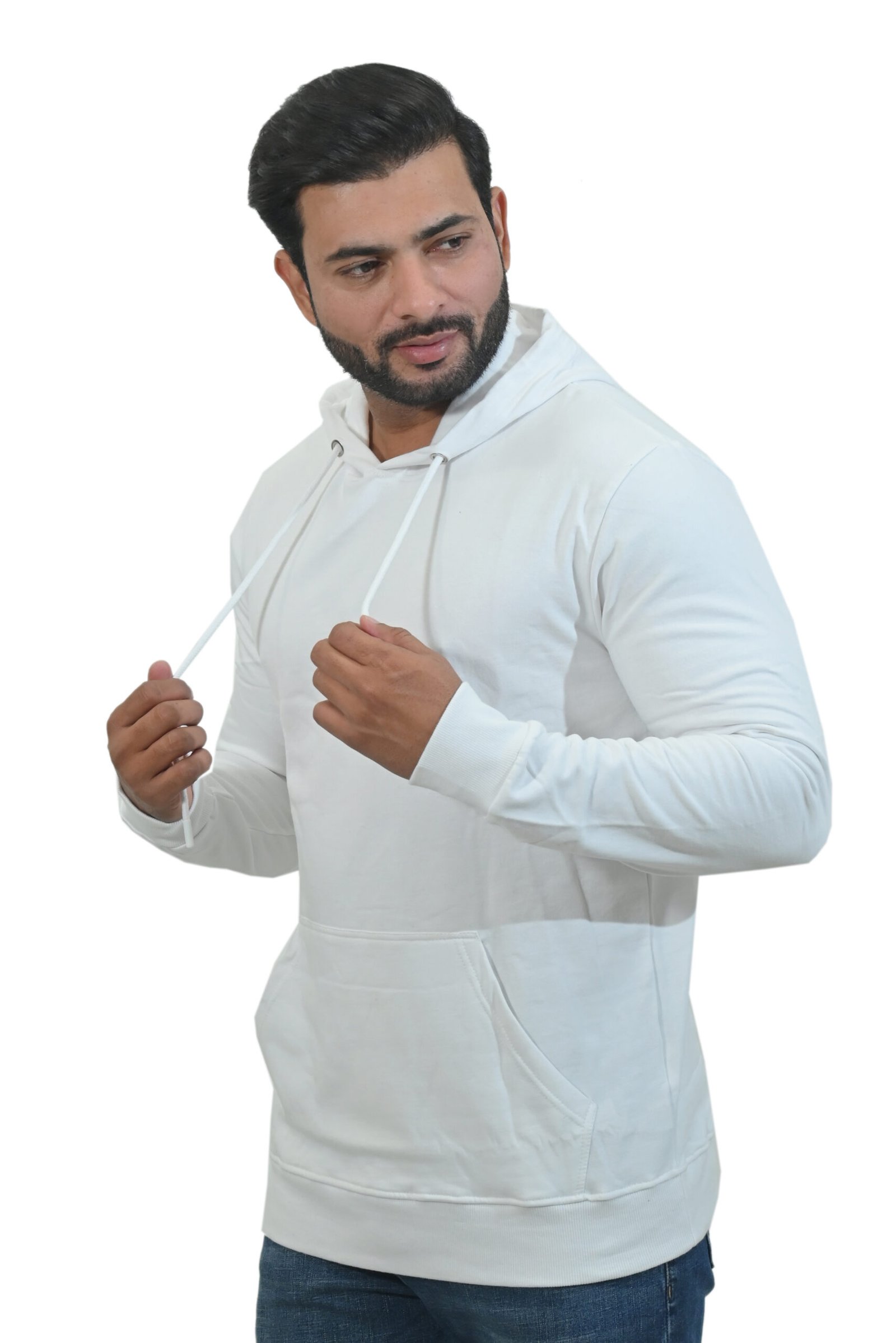 Mens Hoodie White - Image 2