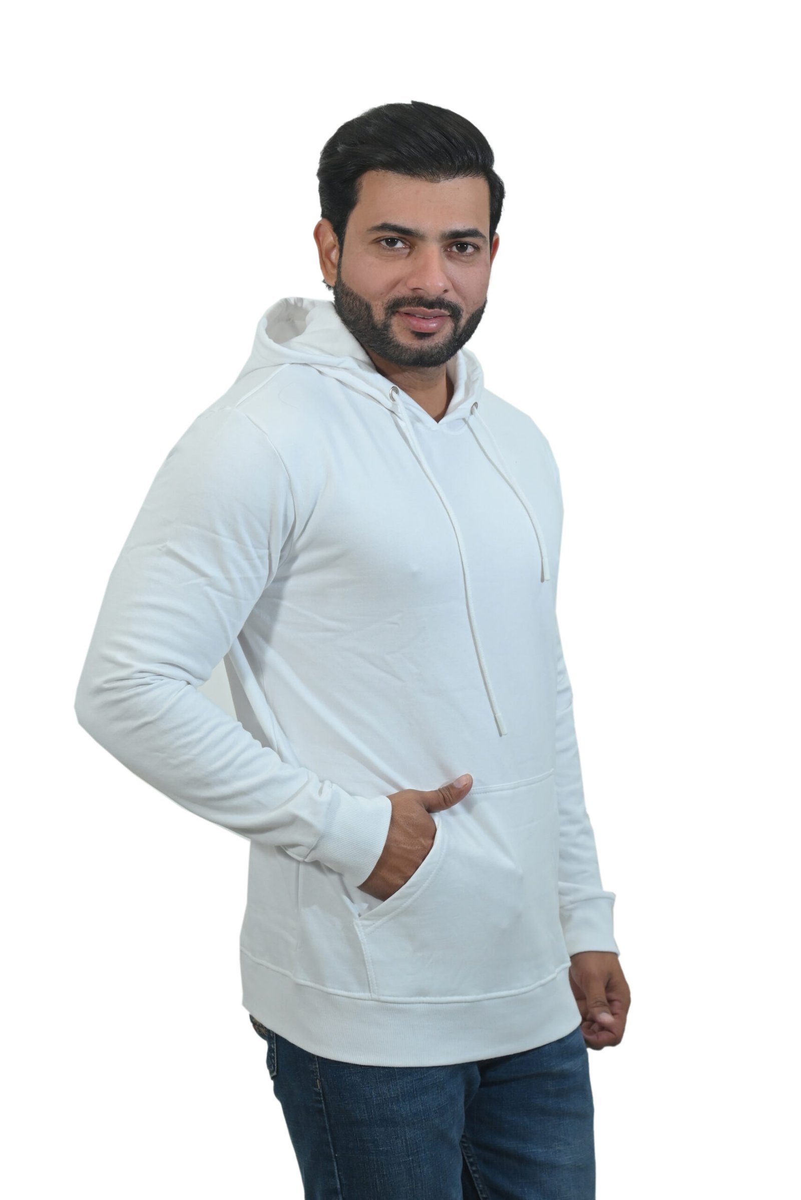 Mens Hoodie White - Image 3