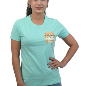 Cute Kitty T Shirt (Mint Green)