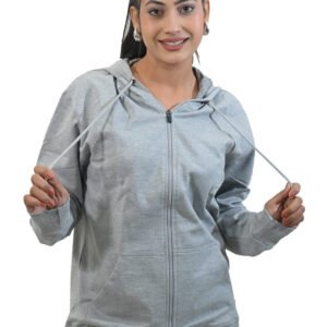 Womens Oversized Zipper Hoodie Grey