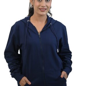 Womens Oversized Zipper Hoodie Navy Blue